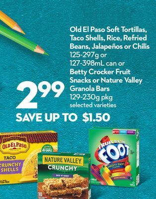 Longo's Old el paso soft tortillas, taco shells, rice, refried beans, jalapeños or chilis 125-297g or 127-398ml can or betty crocker offer