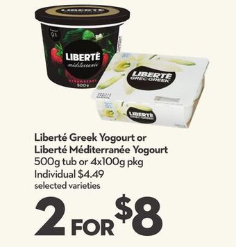 Longo's Liberté greek yogourt or liberté méditerranée yogourt offer