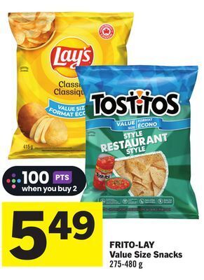 Foodland Frito-lay value size snacks 275-480 g offer