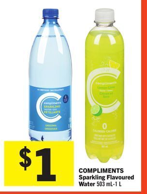 Foodland Compliments sparkling flavoured water 503 ml-1 l offer