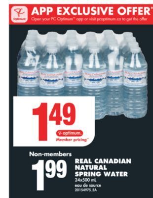 No Frills Real canadian natural spring water, 24x500 ml offer