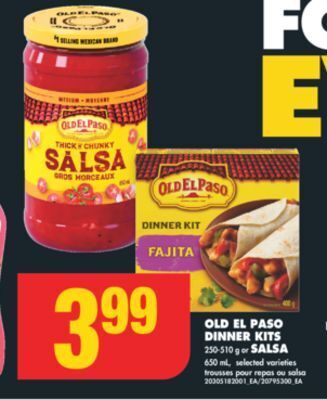 No Frills Old el paso dinner kits, 250-510 g or salsa, 650 ml offer