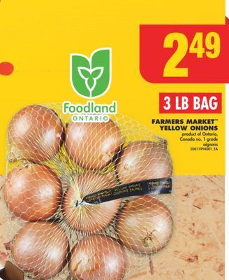 No Frills Farmers market yellow onions, 3 lb bag offer