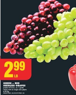 No Frills Green or red seedless grapes offer