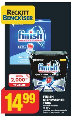 No Frills Finish dishwasher tabs, 40-55's offer
