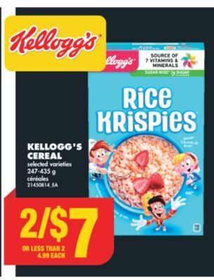 No Frills Kellogg's cereal, 247-435 g offer