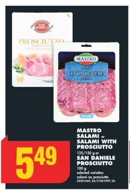 No Frills Mastro salami or salami with prosciutto, 125/150 g or san daniele prosciutto, 100 g offer