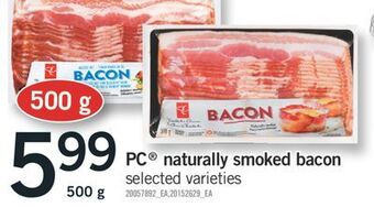 Fortinos Pc naturally smoked bacon, 500 g offer
