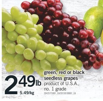Fortinos Green, red or black seedless grapes offer