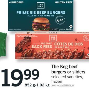 Fortinos The keg beef burgers or sliders burgers, 852 g offer