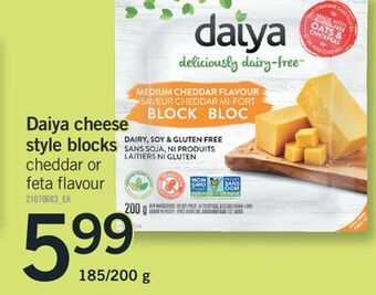 Fortinos Daiya cheese style blocks, 185/200 g offer
