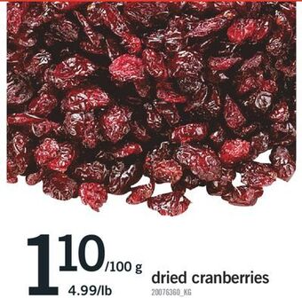 Fortinos Dried cranberries, 100 g offer