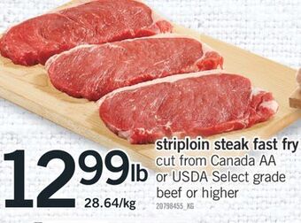 Fortinos Striploin steak fast fry offer