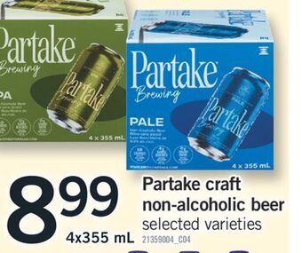 Fortinos Partake craft non-alcoholic beer, 4x355 ml offer