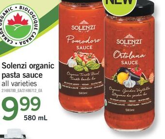 Fortinos Solenzi organic pasta sauce 580 ml offer