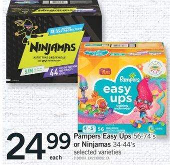 Fortinos Pampers easy ups 56-74's or ninjamas 34-44's offer