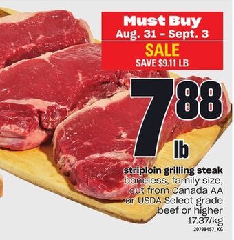 Loblaws Striploin grilling steak offer