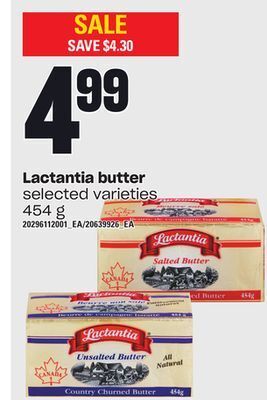 Loblaws Lactantia butter, 454 g offer