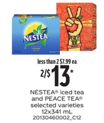 Loblaws Nestea iced tea and peace tea , 12x341 ml offer