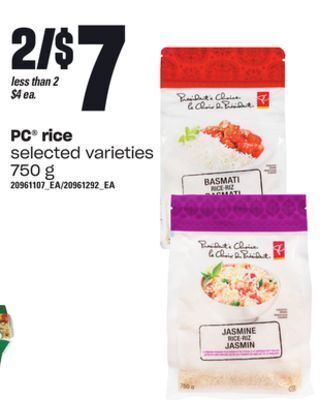 Loblaws Pc rice, 750 g offer