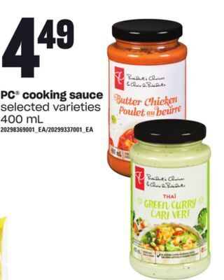 Loblaws Pc cooking sauce, 400 ml offer