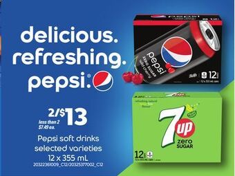 Loblaws Pepsi soft drinks, 12 x 355 ml offer