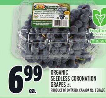 Metro Organic seedless coronation grapes offer
