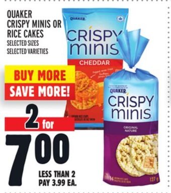Metro Quaker crispy minis or rice cakes offer