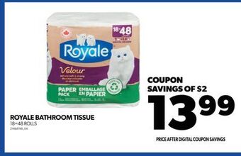 Real Canadian Superstore Royale bathroom tissue, 18=48 rolls offer
