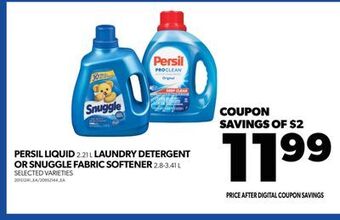 Real Canadian Superstore Persil liquid 2.21 l laundry detergent or snuggle fabric softener 2.8-3.41 l offer
