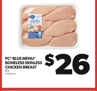 Real Canadian Superstore Pc blue menu boneless skinless chicken breast, 6's offer