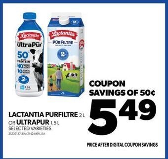 Real Canadian Superstore Lactantia purfiltre, 2 l or ultrapur, 1.5 l offer