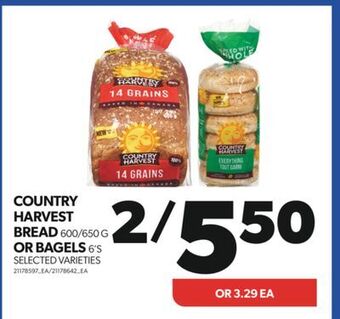 Real Canadian Superstore Country harvest bread, 600/650 g or bagels, 6's offer
