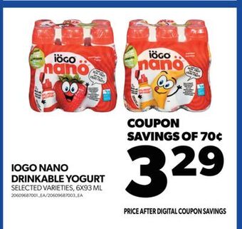 Real Canadian Superstore Iogo nano drinkable yogurt, 6x93 ml offer
