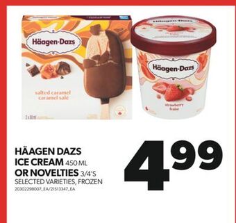 Real Canadian Superstore Häagen dazs ice cream 450 ml or novelties, 3/4's offer