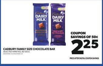 Real Canadian Superstore Cadbury family size chocolate bar, 90-100 g offer