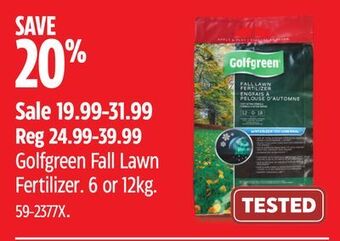 Canadian Tire Golfgreen fall lawn fertilizer offer
