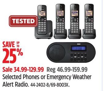 Canadian Tire Rca selected phones or emergency weather alert radio offer