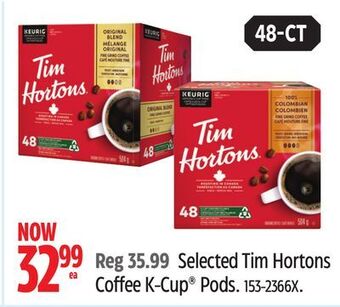 Canadian Tire Selected tim hortons coffee k-cup pods offer