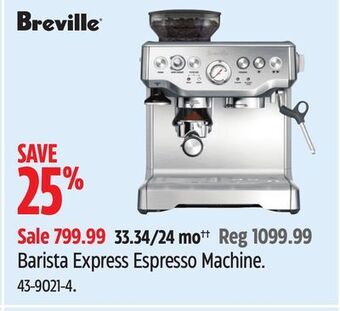Canadian Tire Breville barista express espresso machine offer