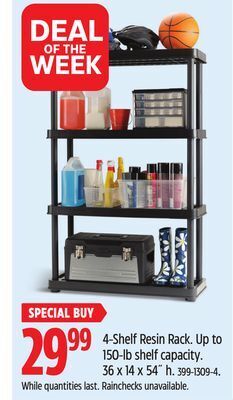 Canadian Tire 4-shelf resin rack offer