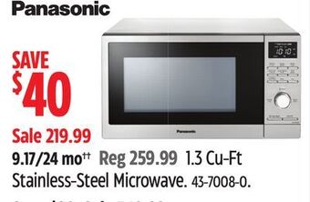 Canadian Tire Panasonic 1.3 cu-ft stainless-steel microwave offer