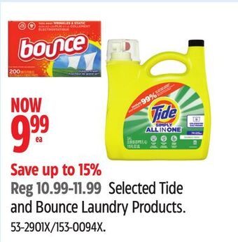 Canadian Tire Tide selected tide and bounce laundry products offer