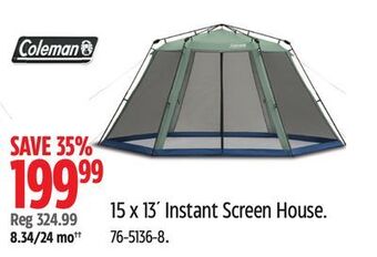 Canadian Tire Coleman 15 x 13´ instant screen house offer