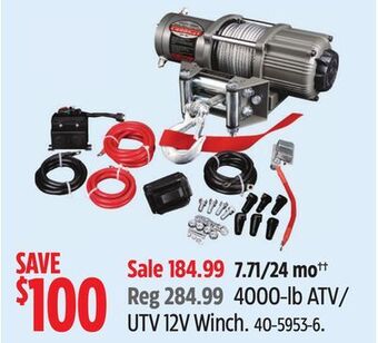 Canadian Tire 4000-lb atv/ utv 12v winch offer