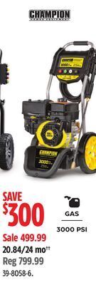 Canadian Tire Champion engine cold water wheeled gas pressure washer offer