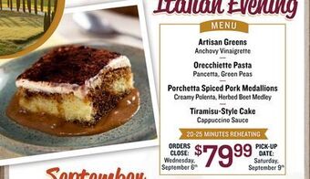 Farm Boy Italian evening menu offer