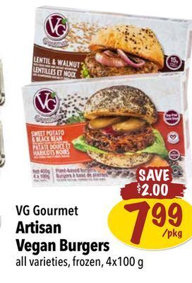 Farm Boy Vg gourmet artisan vegan burgers offer