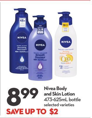 Longo's Nivea body and skin lotion offer