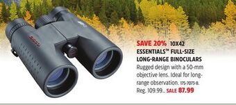 Canadian Tire Tasco essentials full size long range binoculars offer